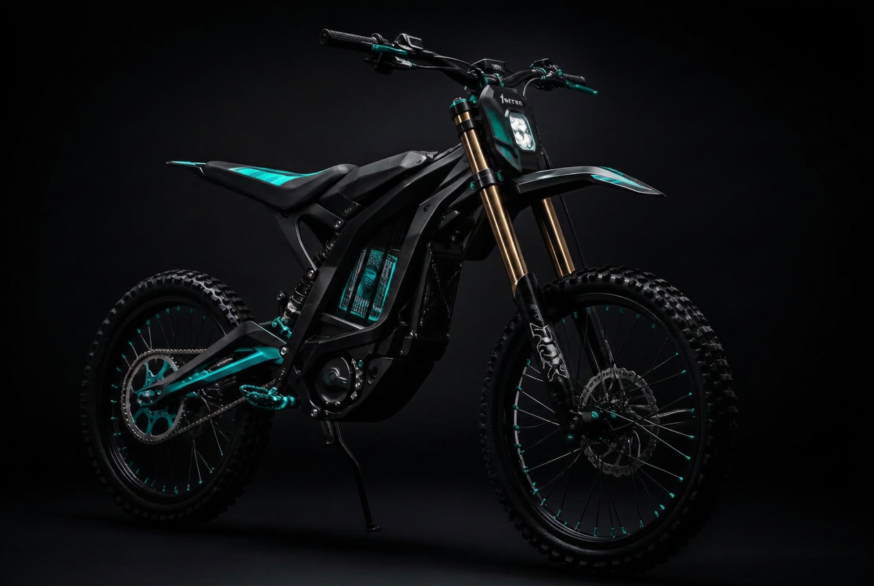 Custom black and purple electric dirt bike build by NB Designs